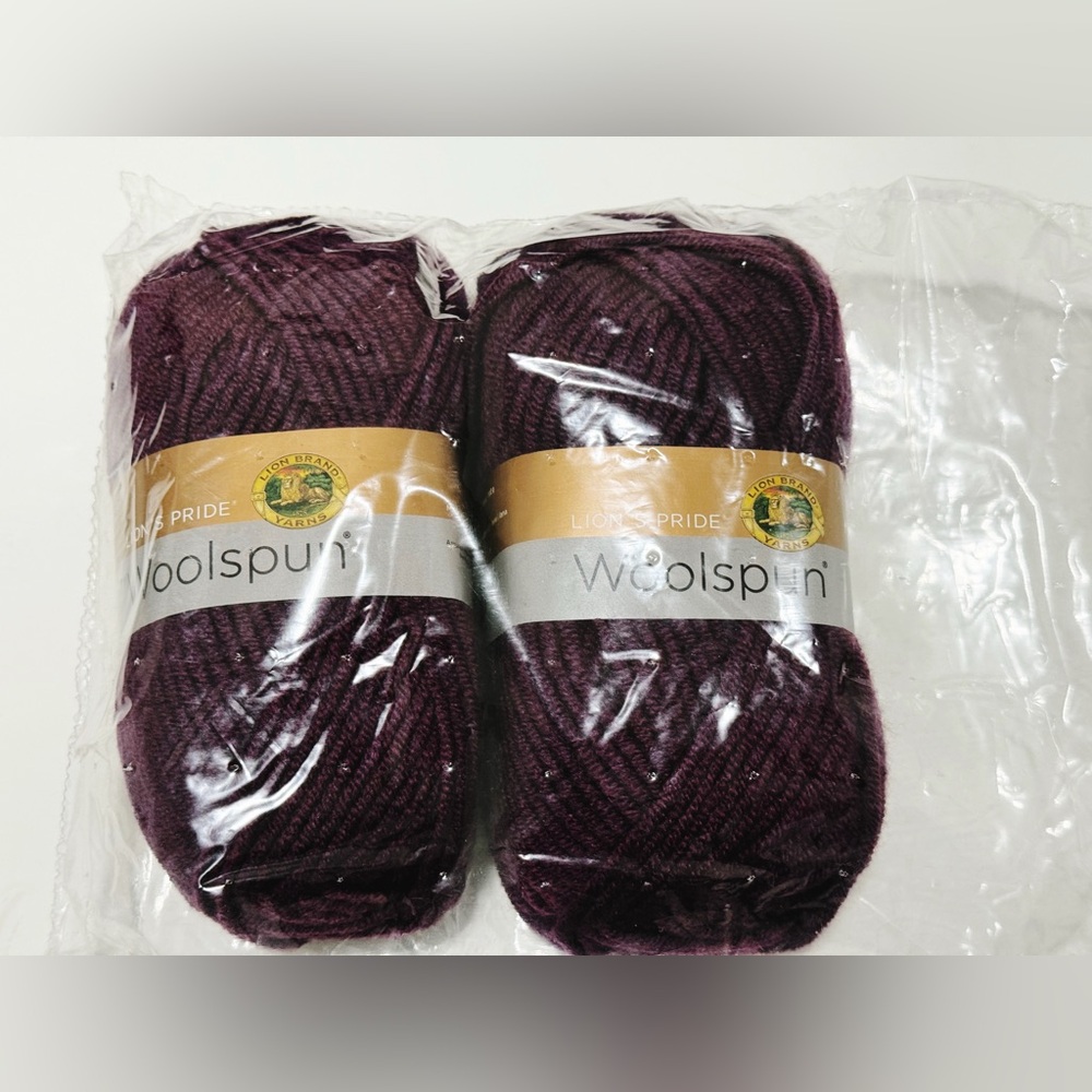 NEW Woolspun Lion Brand Yarn Plum 2 skeins brand New with tag